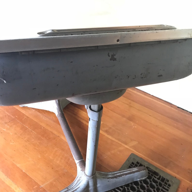 American Seating Vintage School Desk Wood And Metal Adjustable