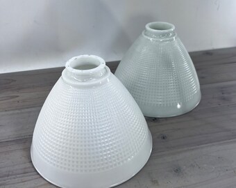 Vintage CORNING  Milk Glass Stiffel or Torchiere Lamp Shade Diffuser 8 inches, Set of 2