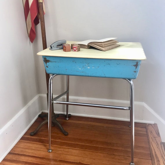 Vintage School Heywood Wakefield Desk Metal Cubby Desk Adult Etsy