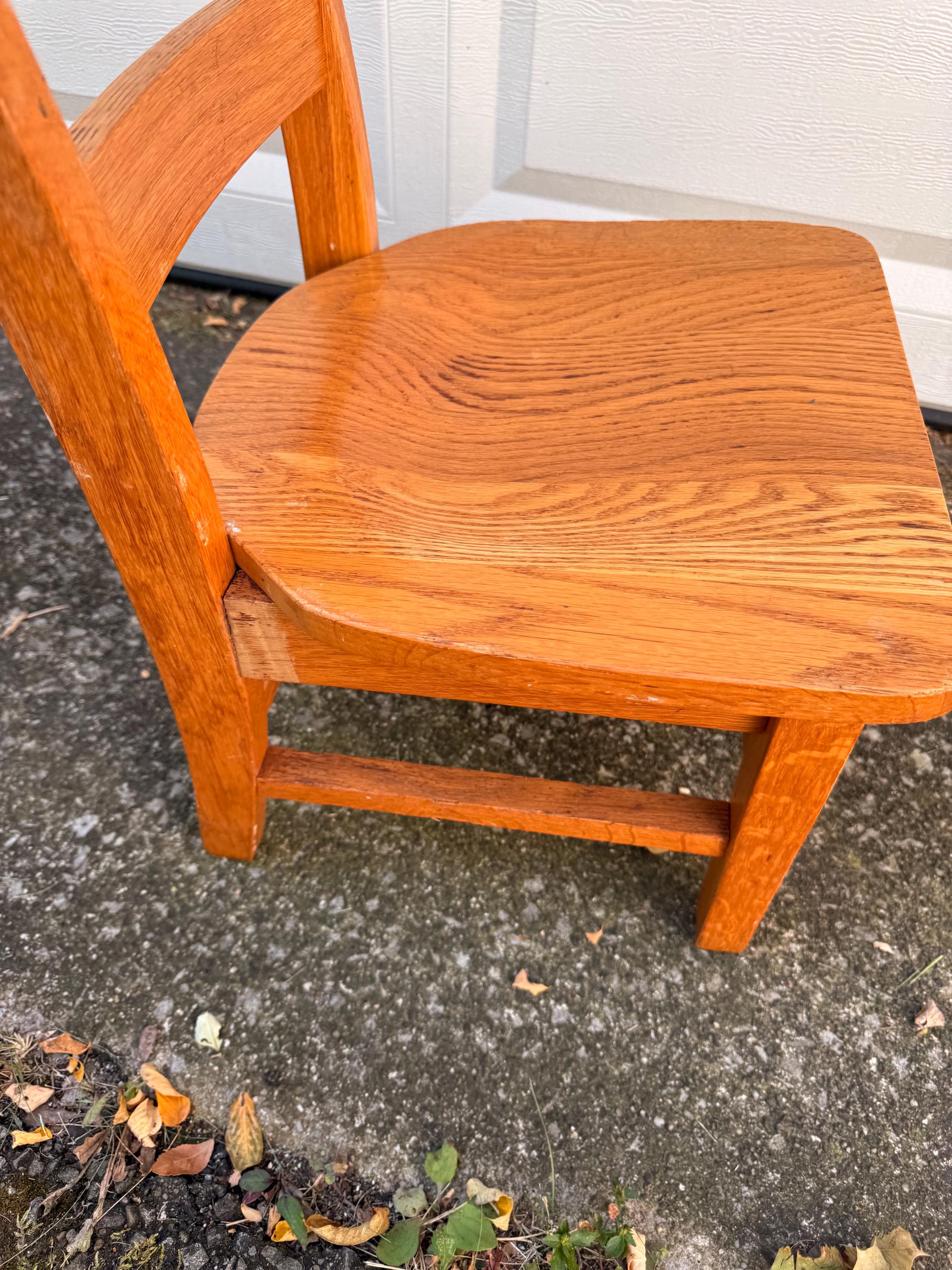 Vintage Solid Oak School Chair, Kindergarten Size - Etsy