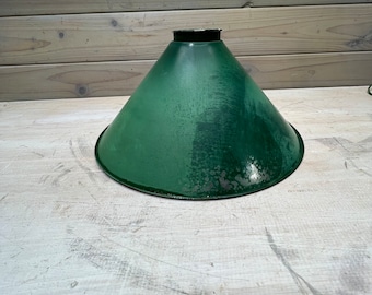 Industrial Lampshade Green Rustic Tin Metal Home Decor Vintage Farm Gas Station