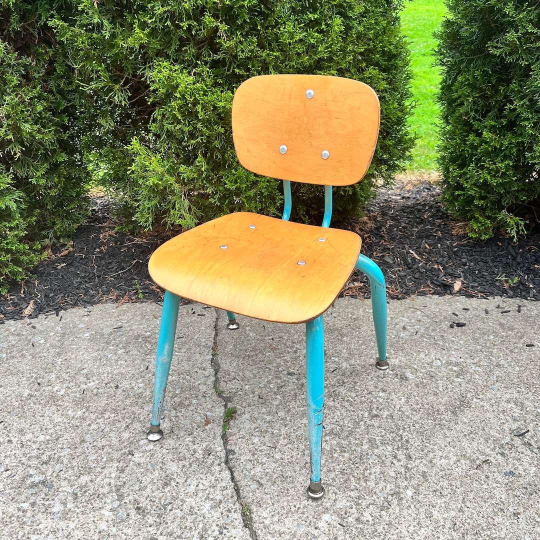 Vintage School Chairs, American Made, Wood and Metal, MCM, 14 Small Sized, Elementary School