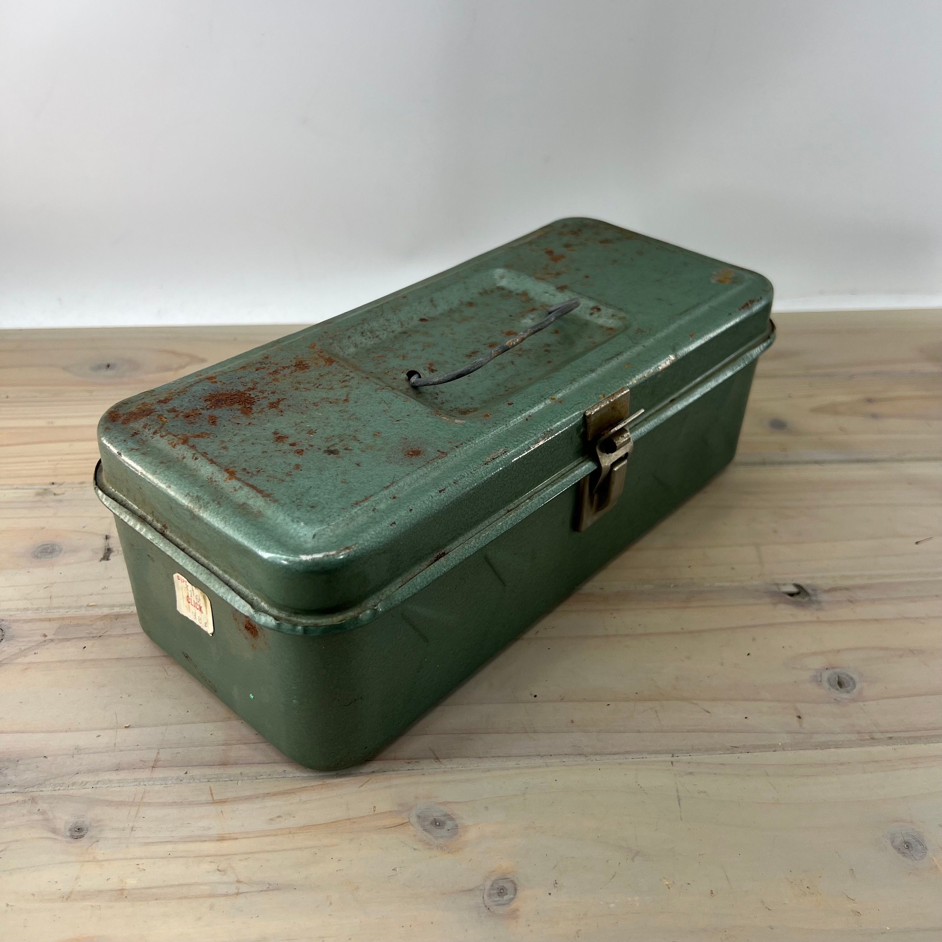 Vintage Green Electrician or Machinist Box Tool Box Mounted Wall Hanger  Green Tool Box Small Tool Cabinet With 15 Small Drawers 