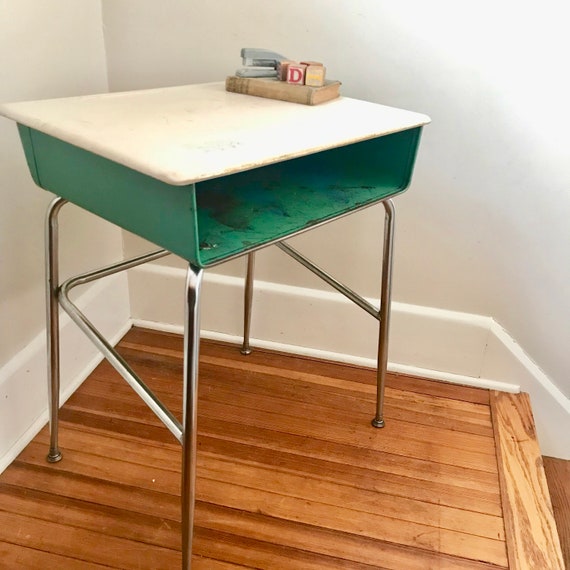 Vintage School Heywood Wakefield Desk Metal Cubby Desk Adult Etsy