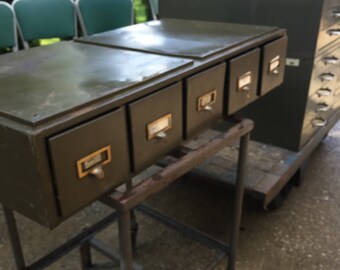 Industrial Metal Cabinet, green, Craft Storage, Storage drawers,5 drawers, Army Green, Card Catalogue