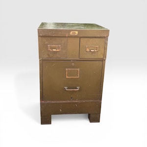 Industrial Green Stacking File Cabinet 2 Pc General Fireproofing Antique Office Furniture