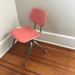 MCM Child Sized School Chair, Playroom, classroom, American Made Brunswick Fiberglass Metal, 13&quot; Seat Size