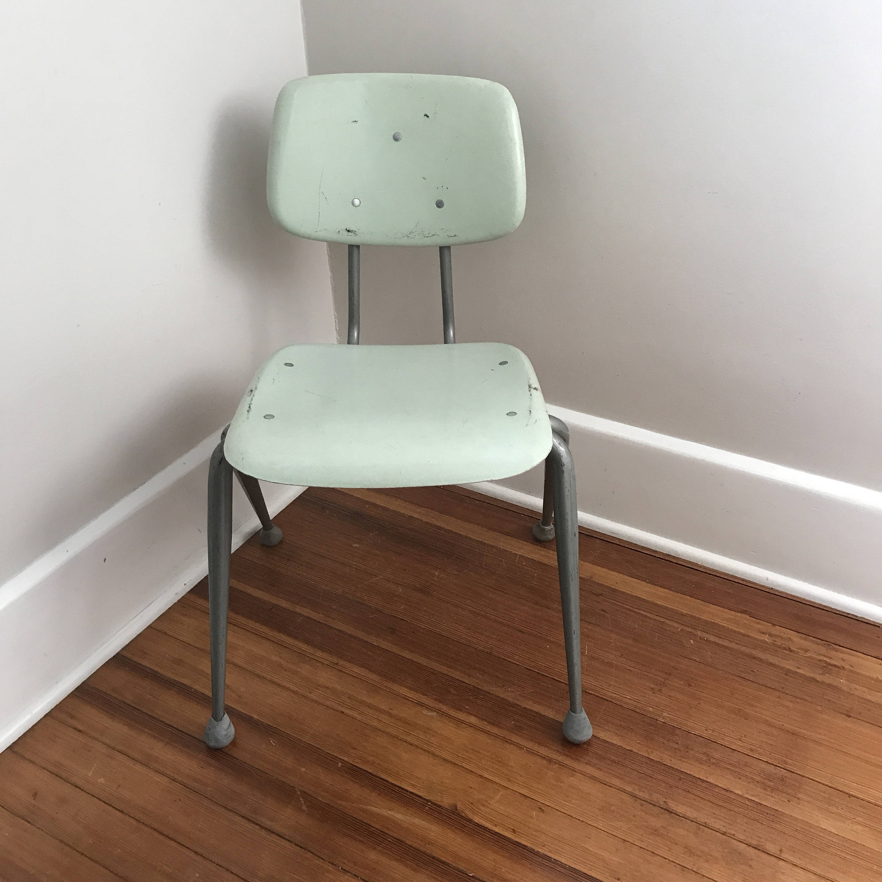 Vintage Brunswick School Chair, Fiberglass Seat, Metal Frame, 15
