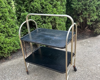 Mid Century Tea Cart, Drink Cart, Garden Cart, Fold and Roll Cart,