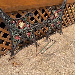 Vintage Victorian Cast Iron Garden Bench, Patio Furniture, Park Bench, Fairy Garden Bench, Gardening