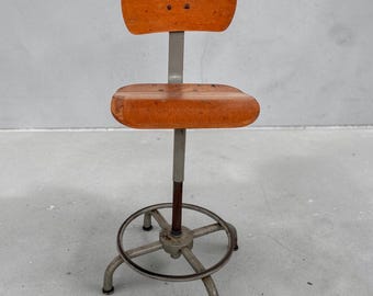 Industrial Wood and Metal stool, Drafting Stool, Furniture, Kitchen Counter, Industrial Decor, Kitchen Stool,