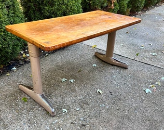 Vintage School Desk, Solid Maple Wood Table, American Seating, Retail Store Table,Mid Century, Industrial Table, Store Display, Retail