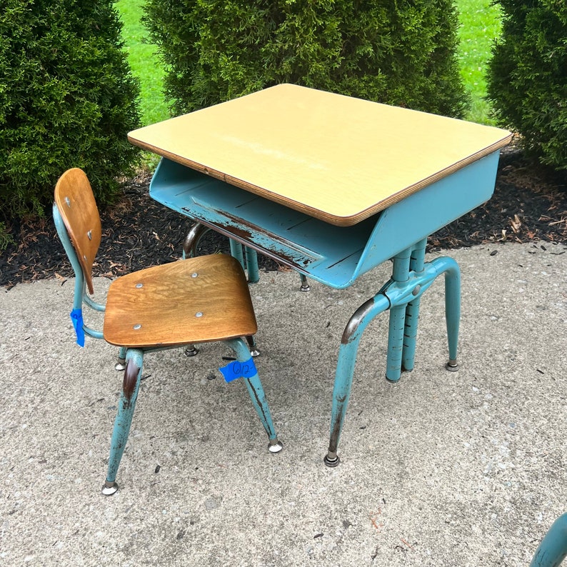Vintage School Desk Metal school Desk Adult Size Desk Etsy