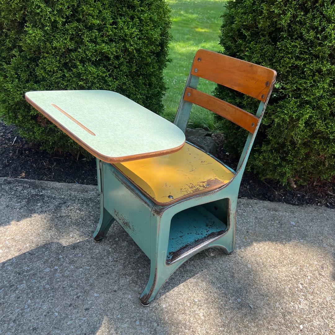 Vintage School Desk Metal midcentury Metal School Desk Etsy