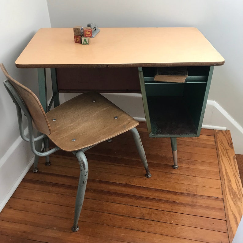 Vintage School Desk Metal Brunswick Teacher Like Desk Etsy