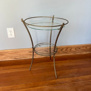 Mid Century Wire & Glass Side Table, MCM Table, Bedroom Table, Small Table, Plant Stand