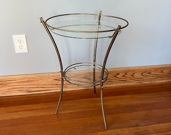 Mid Century Wire & Glass Side Table, MCM Table, Bedroom Table, Small Table, Plant Stand