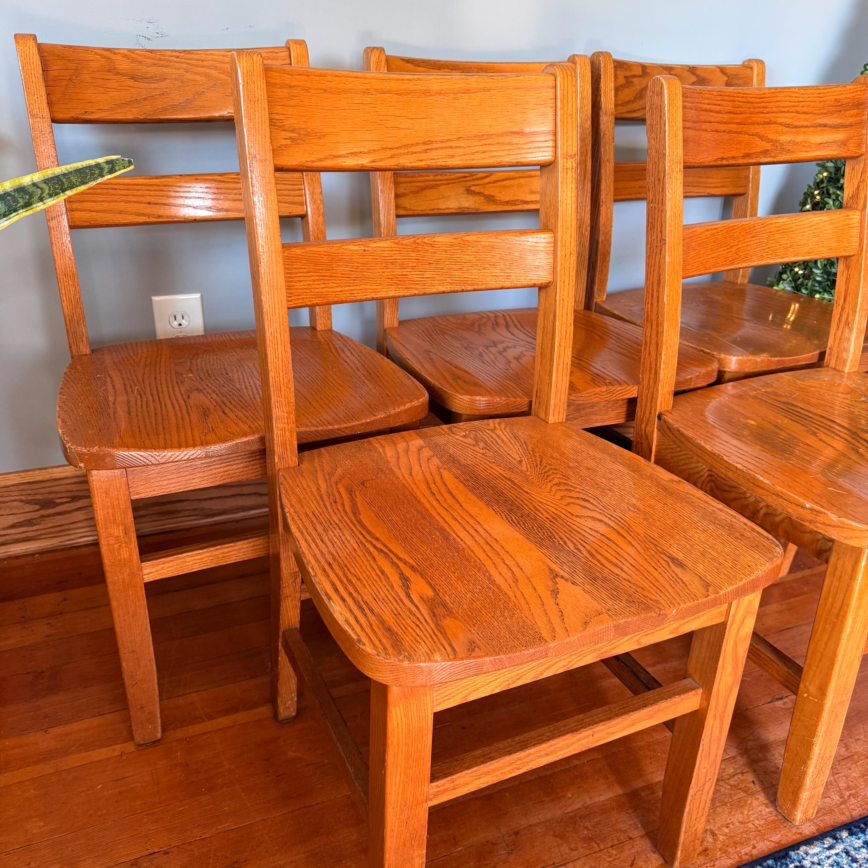 Vintage Wood School Chair Set, Mid Century Teacher Chair, 17