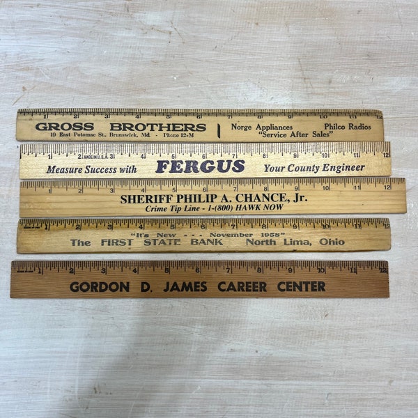 Vintage Rulers, School Rule, Unique Ruler, Industrial, Ohio vintage advertisement rulers