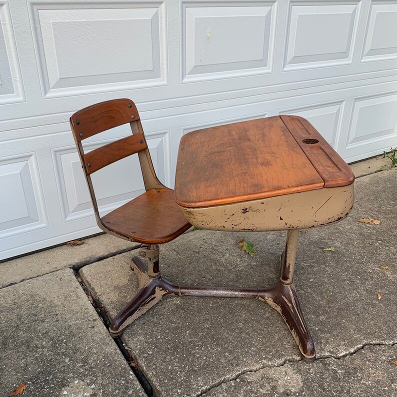 Vintage School Desk Wood And Metal Cubby Old School Desk Wood And Metal Cubby
