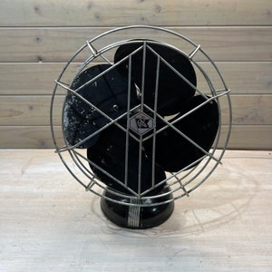 Vintage Metal Fan Black Industrial Metal Table Fan, Rotating Fan