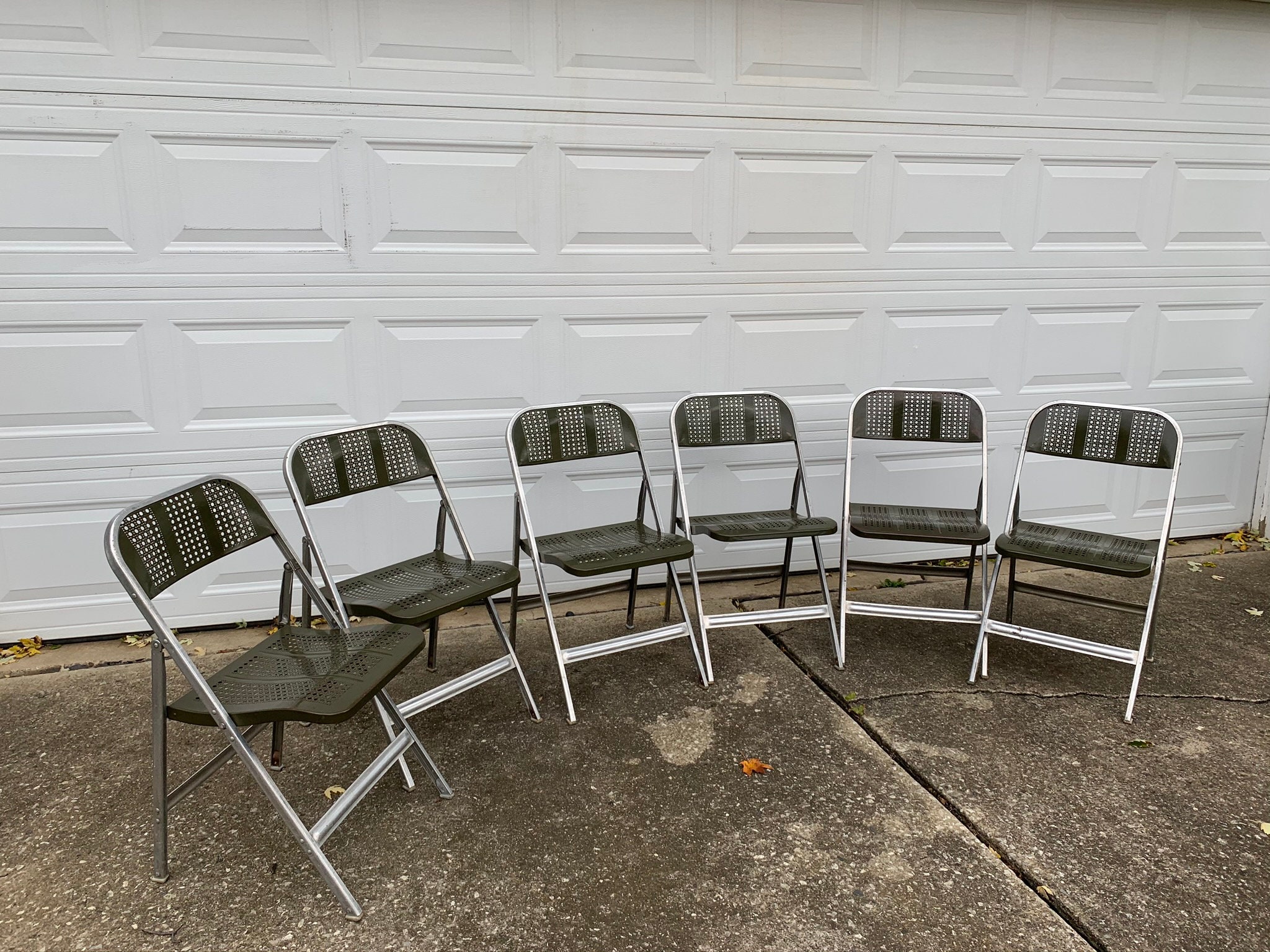 Vintage Lyon Metal Folding Chairs, Industrial Metal, Dining