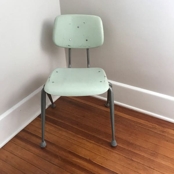 Vintage Metal School Chairs, American-Made Brunswick Fiberglass Metal, 16" Size, SET 2