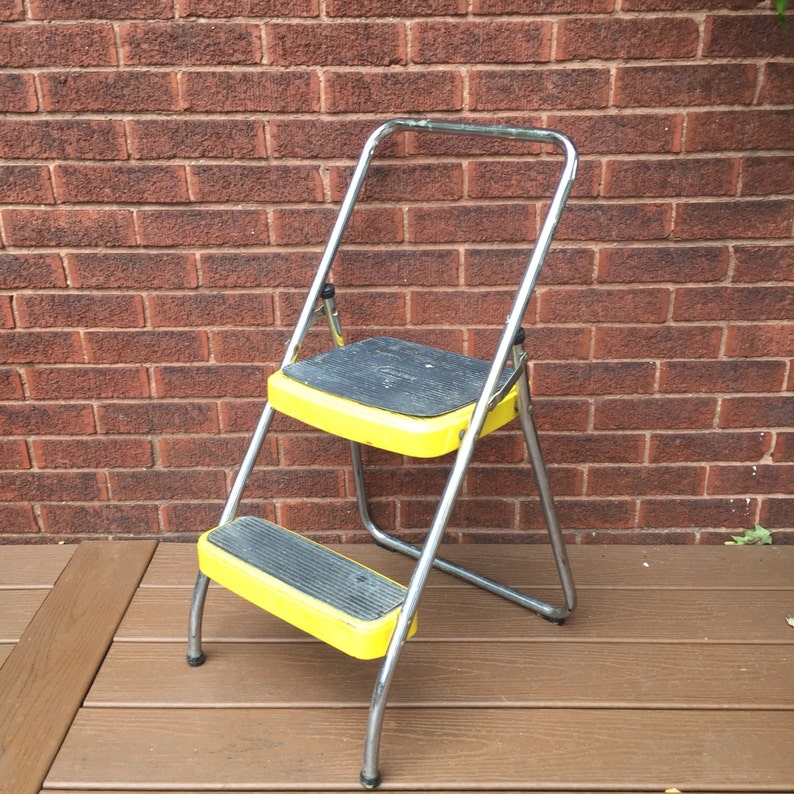 Cosco Shabby Chic Kitchen Stool Yellow Step Stool Etsy