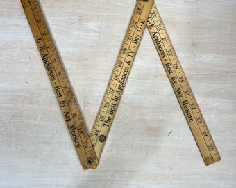 Vintage Wooden Plastic Rulers Advertising 3-sided 