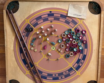 Vintage Carrom Board, Checker Board, Wood playing Board, Games,