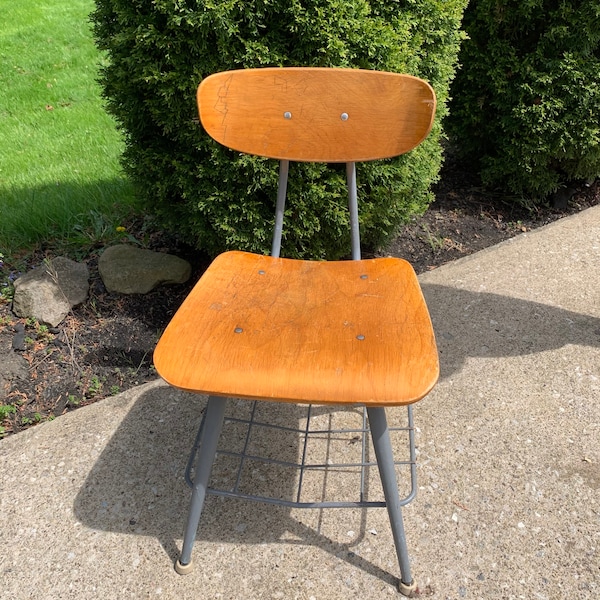 Wood and Metal Chair Etsy