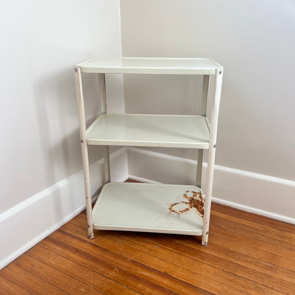 Mid Century Bar Cart, Retro Chrome, White Cosco Cart, Kitchen Cart