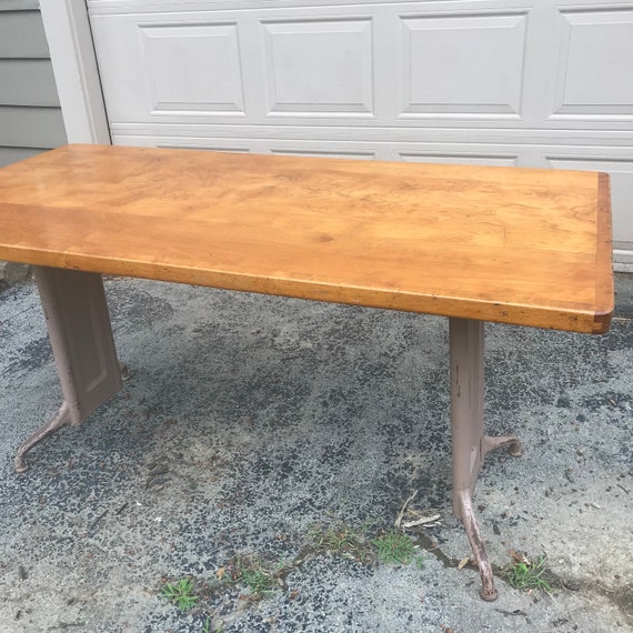 School Desk Maple Wood Table American Seating Mid Century Etsy