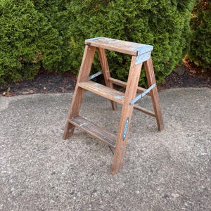 Step Stool, Kitchen Stool Shabby Chic, Wood Stool,  Wood Ladder, Step Ladder, Vintage Ladder