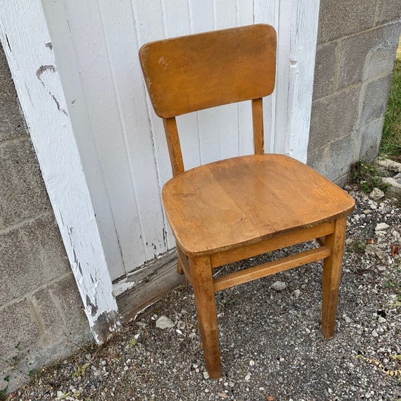 Vintage Wood School Chair Adult Size Mid Century Vintage Chair Etsy