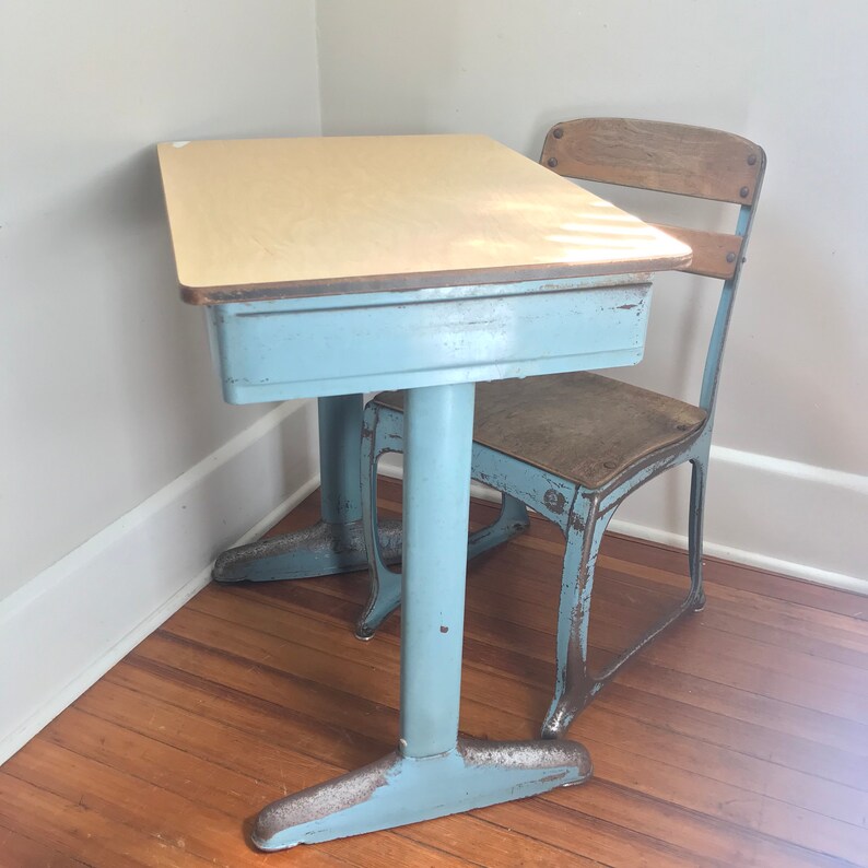Vintage School Desk Metal American Seating Company Envoy Etsy