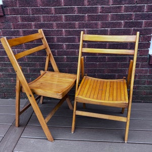 Vintage Adult Wood Folding Chair, Wood chairs, Event Chairs, Pair, Dining Chairs