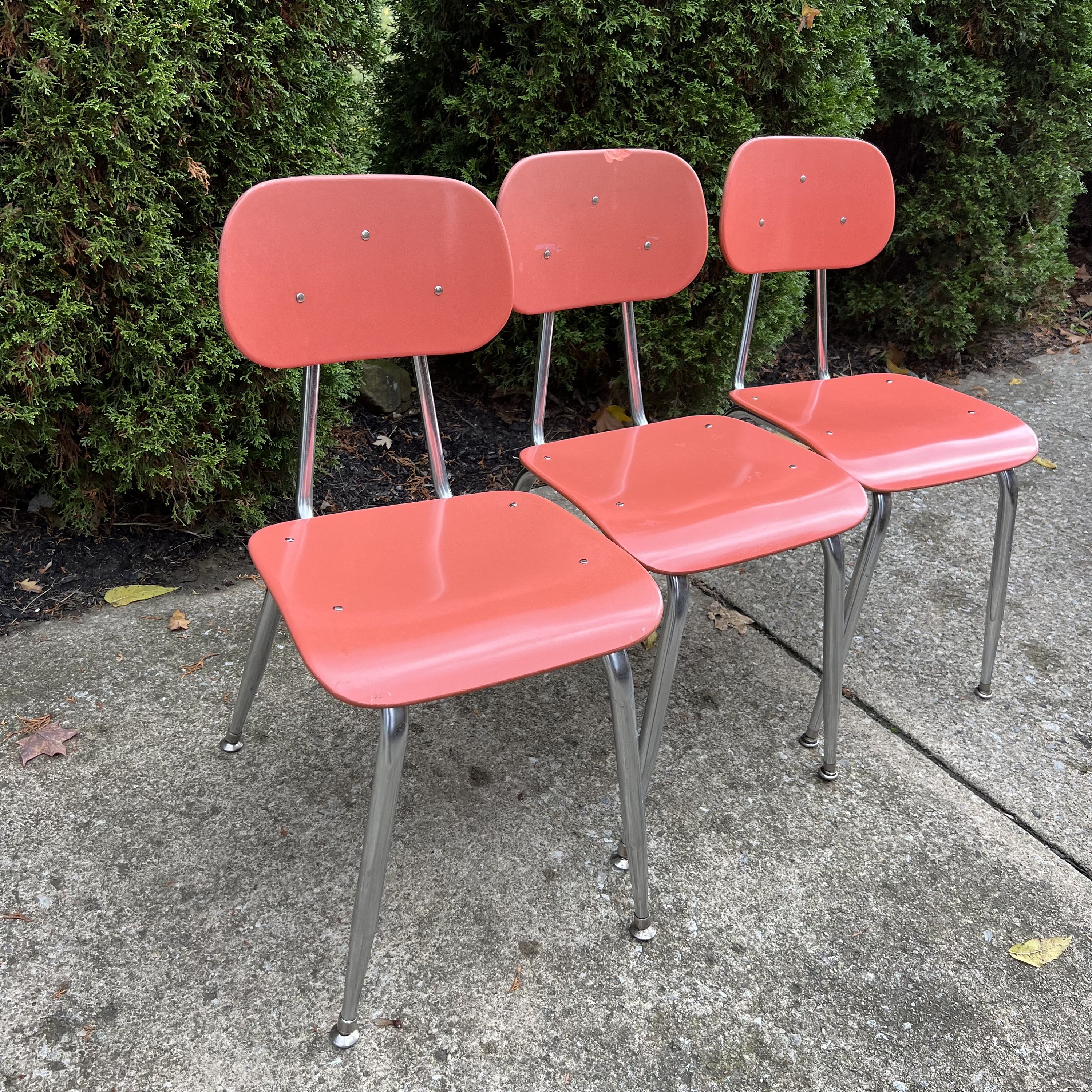 Vintage School Chairs, American Made, Wood and Metal, 12