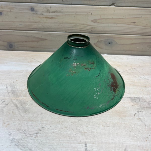 Industrial Lampshade Green Rustic Tin Metal Home Decor Vintage Farm Gas Station