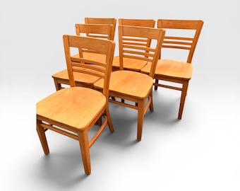 Vintage Solid Wood School Chairs, Teacher Desk Chairs, Library Chair, Solid Maple Wood Seating, Dining Room Kitchen