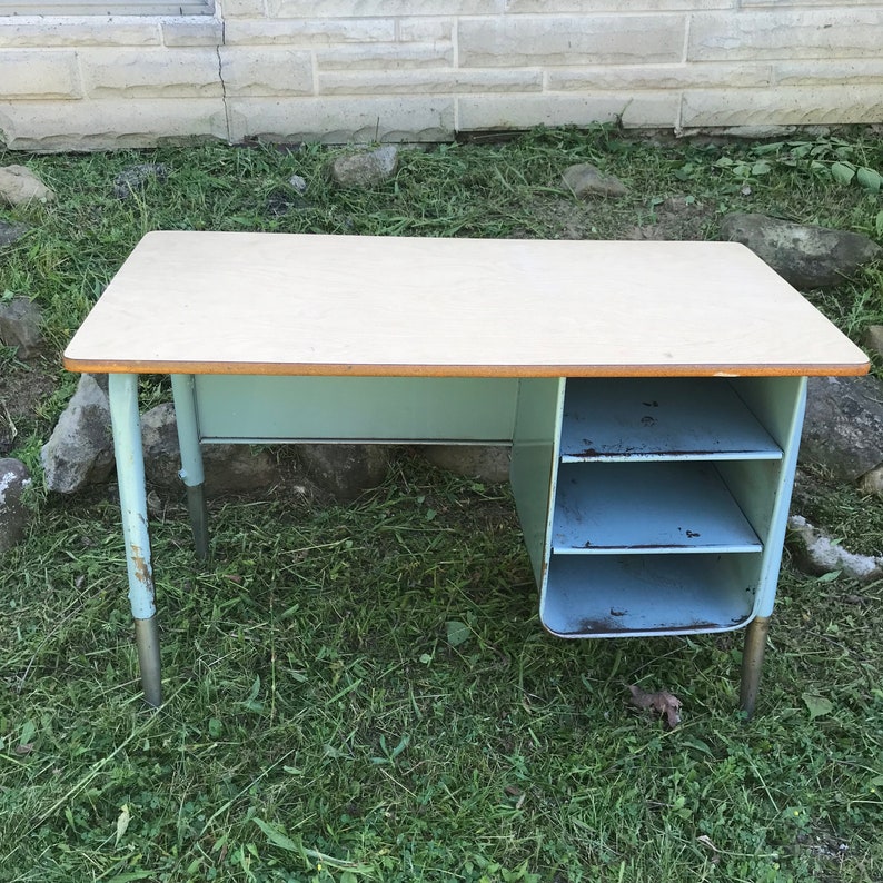 Vintage School Desk Metal Cubby Size Adjule Heights