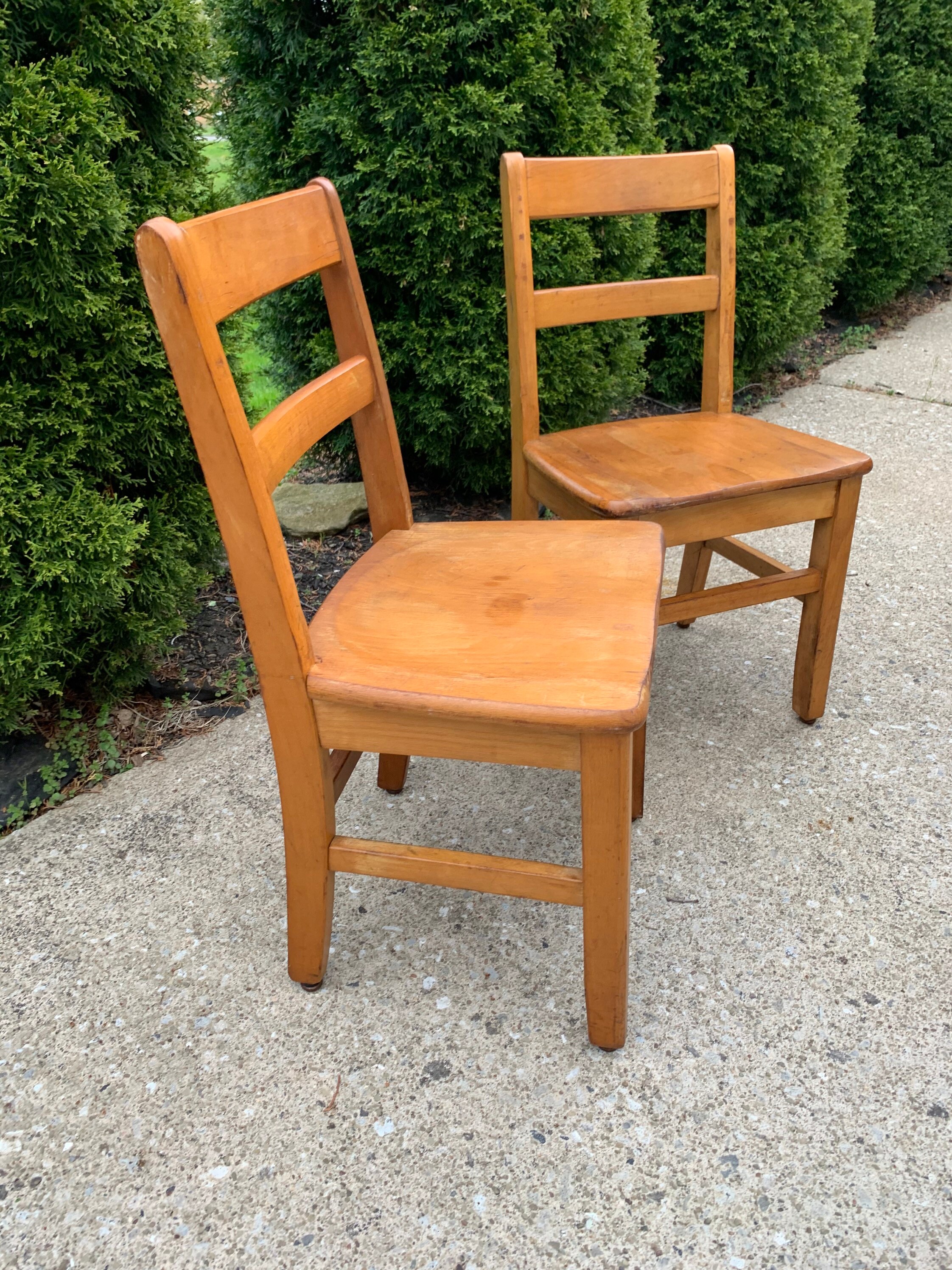 Vintage Wood School Chair Large Seat Size Mid Century Vintage Etsy