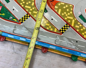Vintage Technofix Grand Prix Tin Litho Racing Track Race Cars