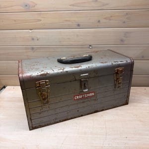 Vintage Industrial Tool Box, Metal Box,  Machine Tool Box, Toolbox, Craftsman Metal Heavy