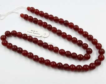 トロールビーズ　インディアンクレス 45 Vintage Jablonex Czech Glass Dark Carnelian 13mm. Cut
