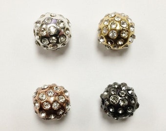 Rhinestone Pave' Beadelle® Collection 10mm. Starlight Disco Ball Beads - 4 Colors Available