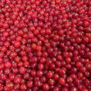 1/4 Pound Vintage Glass Ruby 7.5mm. To 8.5mm. Handmade Round Mixed Bead Lot 4660