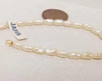 Vintage Japanese Pearl Baroque Acrylic 7x4mm. Beaded Tipped 7&quot; Section N547