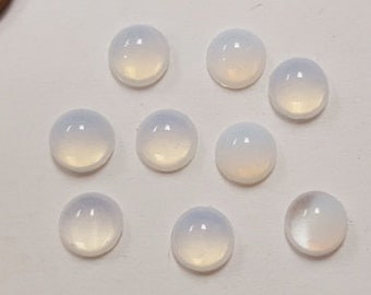 18 Vintage West German Glass White Opal 7mm. Smooth Round Cabochons 4536