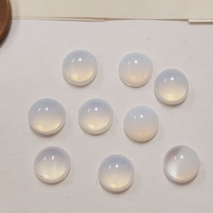 18 Vintage West German Glass White Opal 7mm. Smooth Round Cabochons 4536